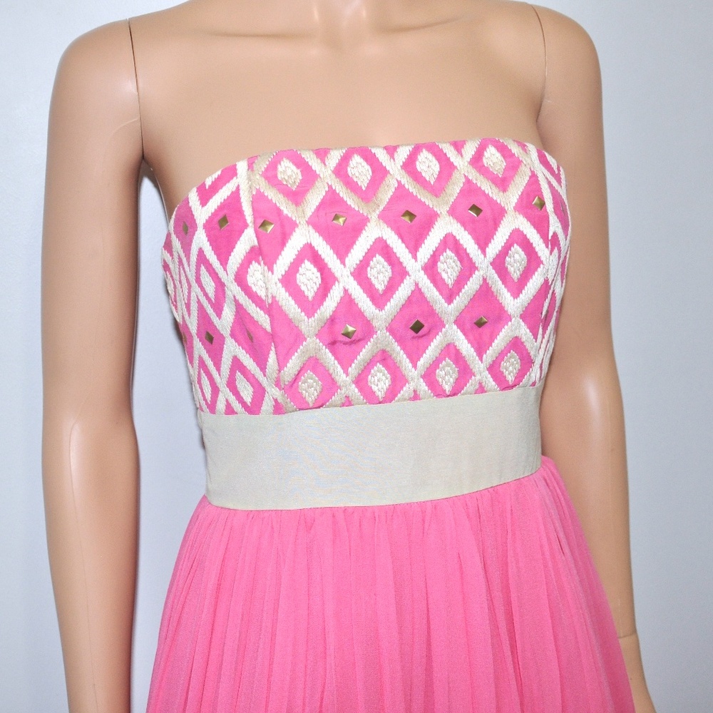 TRACY REESE Strapless Pink Silk Dress - 2